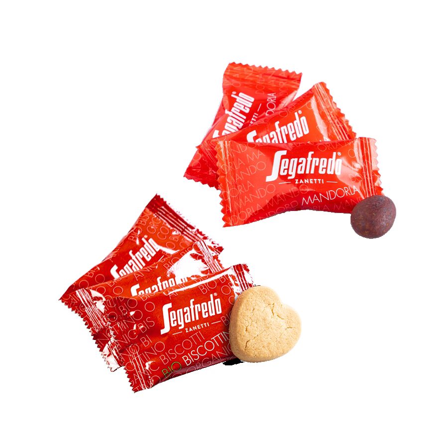 Rode verpakkingen met koekjes.