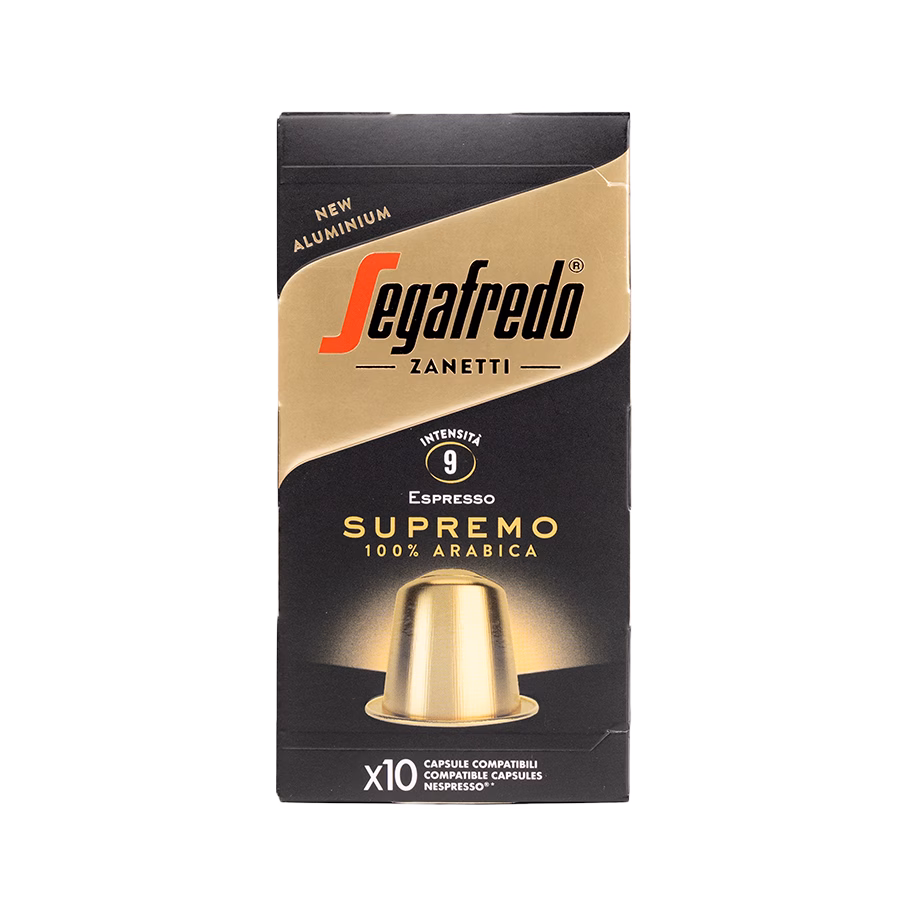 Produktbild: Kaffee Segafredo Espresso 100% Arabica, kompatible Kapseln aus Aluminium, Karton mit 10 Kapseln